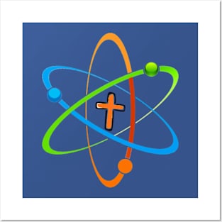 Physics Symbol, Atom Symbol, with Cross Posters and Art